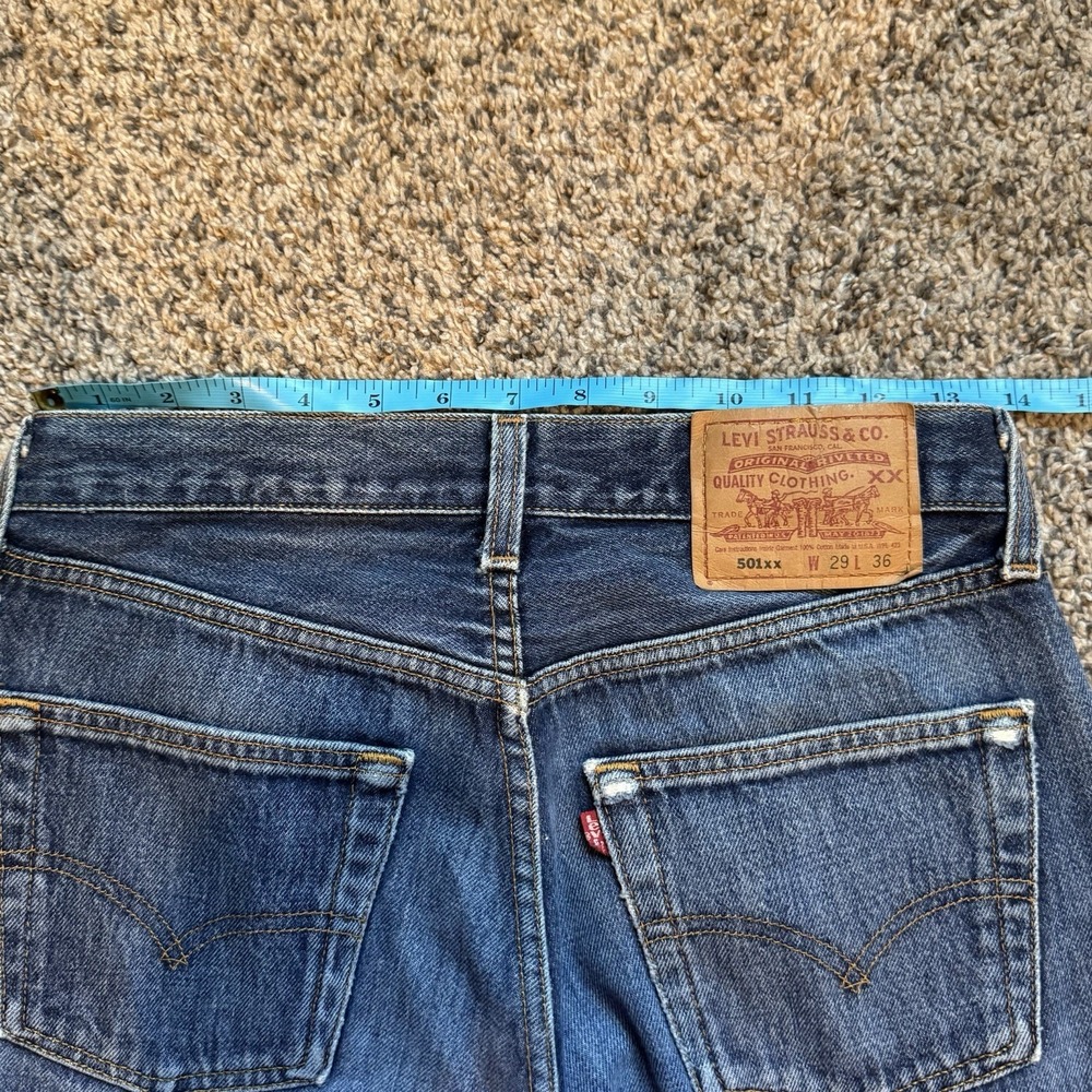 Vintage Levi's 501xx Made in USA Women's Distressing Size 29x36 Fit 27x28 Blue - Picture 7 of 12